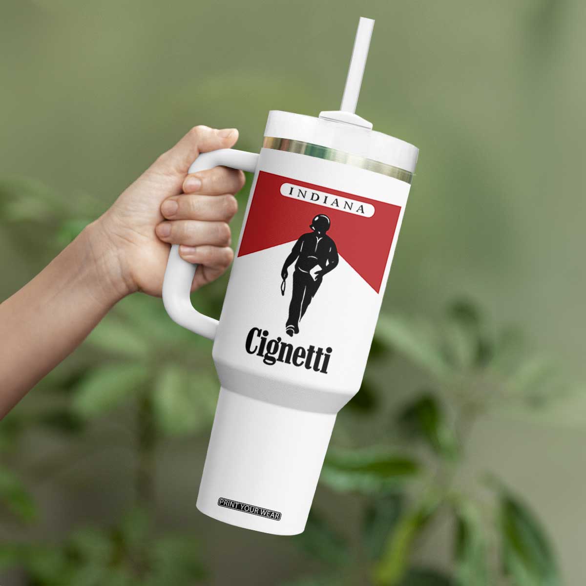 Cignetti Walking Retro Red Box Tumbler With Handle Indiana Game Day Sports Fan TS02 Print Your Wear