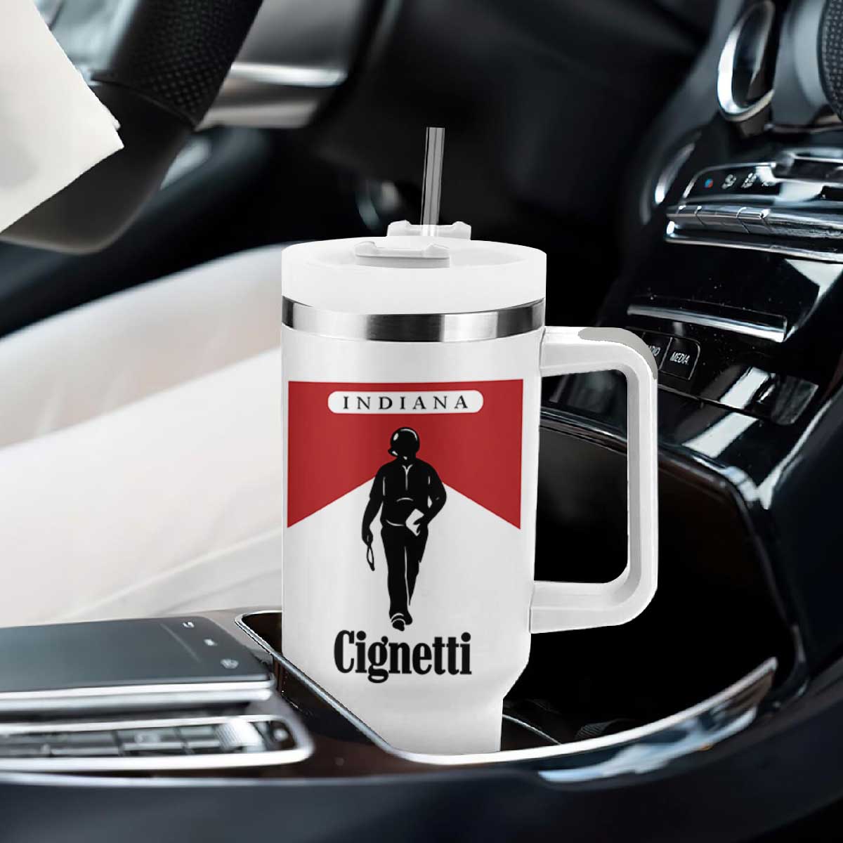 Cignetti Walking Retro Red Box Tumbler With Handle Indiana Game Day Sports Fan TS02 Print Your Wear