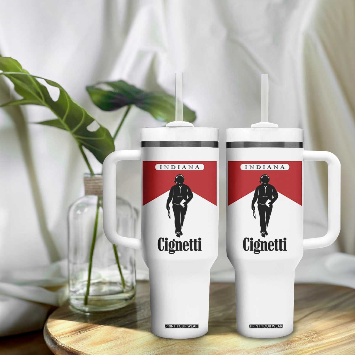 Cignetti Walking Retro Red Box Tumbler With Handle Indiana Game Day Sports Fan TS02 Print Your Wear