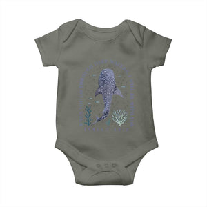 Inspirational Christian Bible Verse Isaiah 43:2 Whale Shark Baby Onesie When You Go Through Deep Waters I Will Be With You TS02 Military Green Print Your Wear