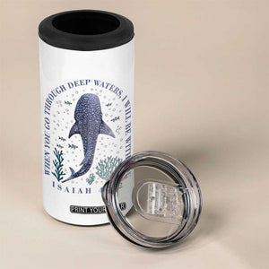 Inspirational Christian Bible Verse Isaiah 43:2 Whale Shark 4 in 1 Can Cooler Tumbler When You Go Through Deep Waters I Will Be With You TS02 Print Your Wear