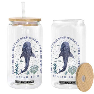 Inspirational Christian Bible Verse Isaiah 43:2 Whale Shark Glass Can When You Go Through Deep Waters I Will Be With You TS02 Print Your Wear