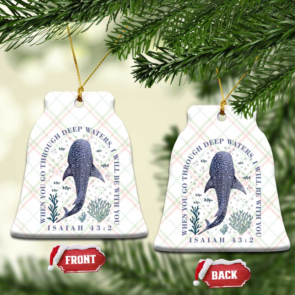 Inspirational Christian Bible Verse Isaiah 43:2 Whale Shark Ceramic Ornament When You Go Through Deep Waters I Will Be With You TS02 Print Your Wear