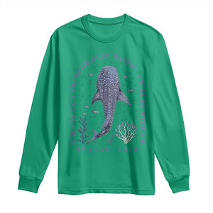 Inspirational Christian Bible Verse Isaiah 43:2 Whale Shark Long Sleeve Shirt When You Go Through Deep Waters I Will Be With You TS02 Irish Green Print Your Wear