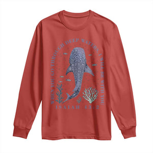 Inspirational Christian Bible Verse Isaiah 43:2 Whale Shark Long Sleeve Shirt When You Go Through Deep Waters I Will Be With You TS02 Red Print Your Wear