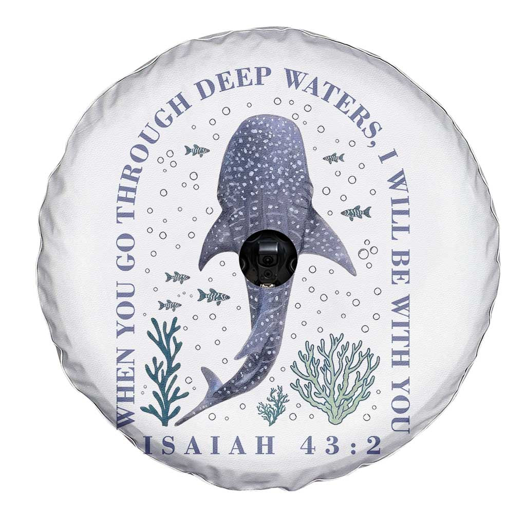 Inspirational Christian Bible Verse Isaiah 43:2 Whale Shark Spare Tire Cover When You Go Through Deep Waters I Will Be With You TS02 Print Your Wear