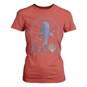 Inspirational Christian Bible Verse Isaiah 43:2 Whale Shark T Shirt For Women When You Go Through Deep Waters I Will Be With You TS02 Red Print Your Wear