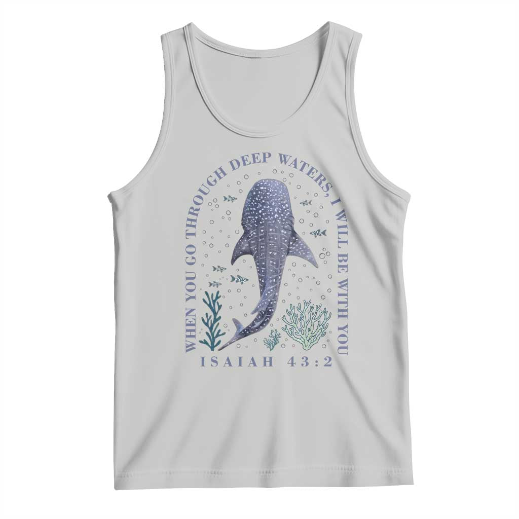 Inspirational Christian Bible Verse Isaiah 43:2 Whale Shark Tank Top When You Go Through Deep Waters I Will Be With You TS02 Ash Print Your Wear