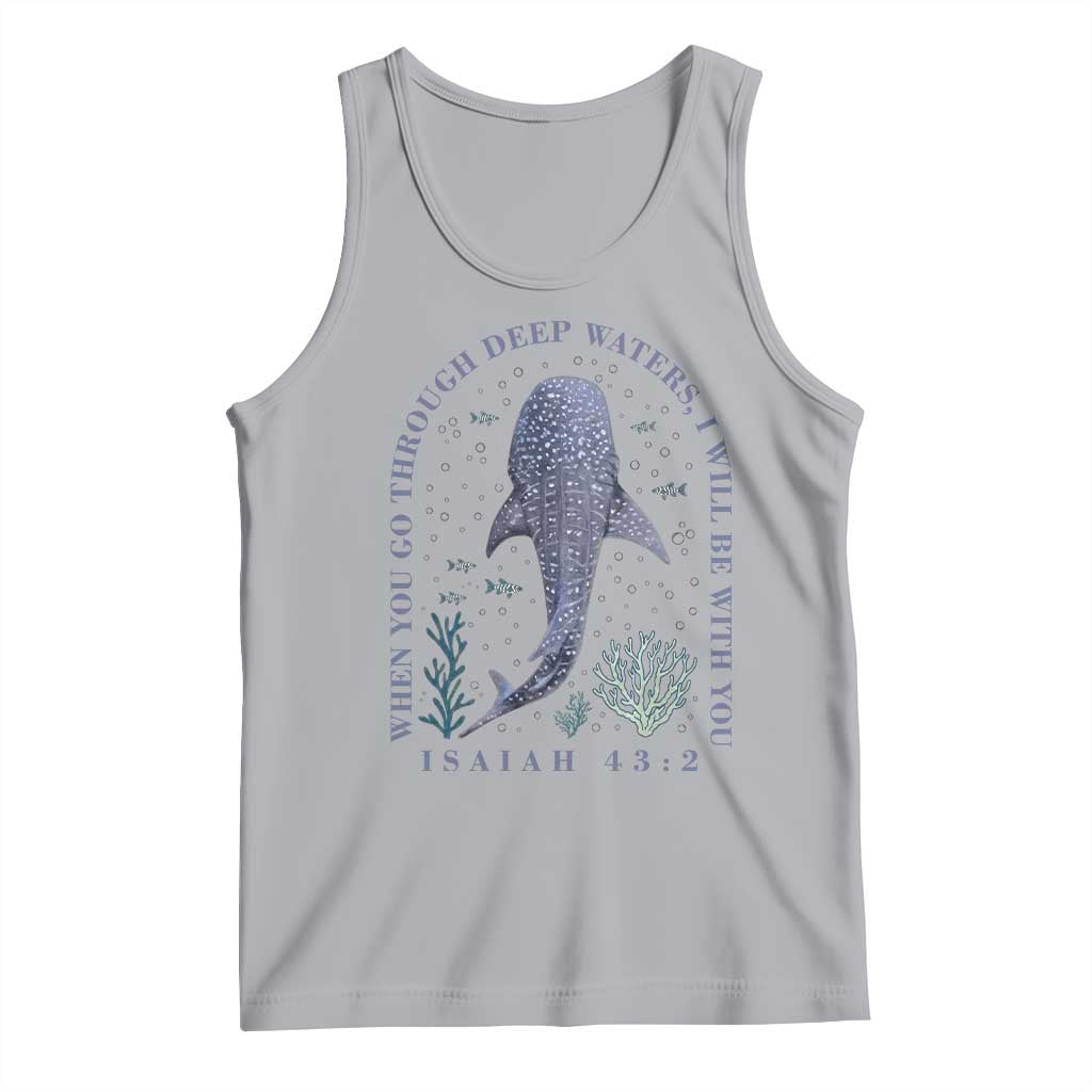 Inspirational Christian Bible Verse Isaiah 43:2 Whale Shark Tank Top When You Go Through Deep Waters I Will Be With You TS02 Athletic Heather Print Your Wear