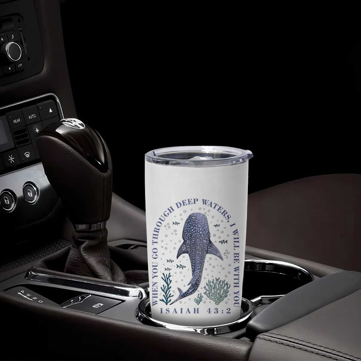 Inspirational Christian Bible Verse Isaiah 43:2 Whale Shark Tumbler Cup When You Go Through Deep Waters I Will Be With You TS02 Print Your Wear