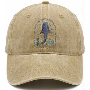 Inspirational Christian Bible Verse Isaiah 43:2 Whale Shark Washed Cotton Baseball Cap When You Go Through Deep Waters I Will Be With You TS02 Print Your Wear