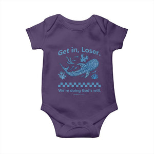 Funny Whale Shark Christian Bible Jonah 1:17 Baby Onesie Get In Loser We're Doing God's Will TS02 Purple Print Your Wear