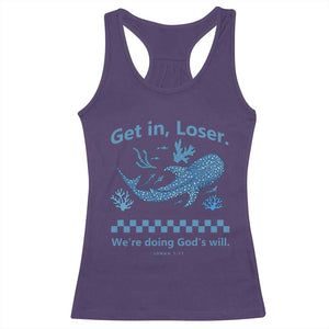 Funny Whale Shark Christian Bible Jonah 1:17 Racerback Tank Top Get In Loser We're Doing God's Will TS02 Purple Print Your Wear