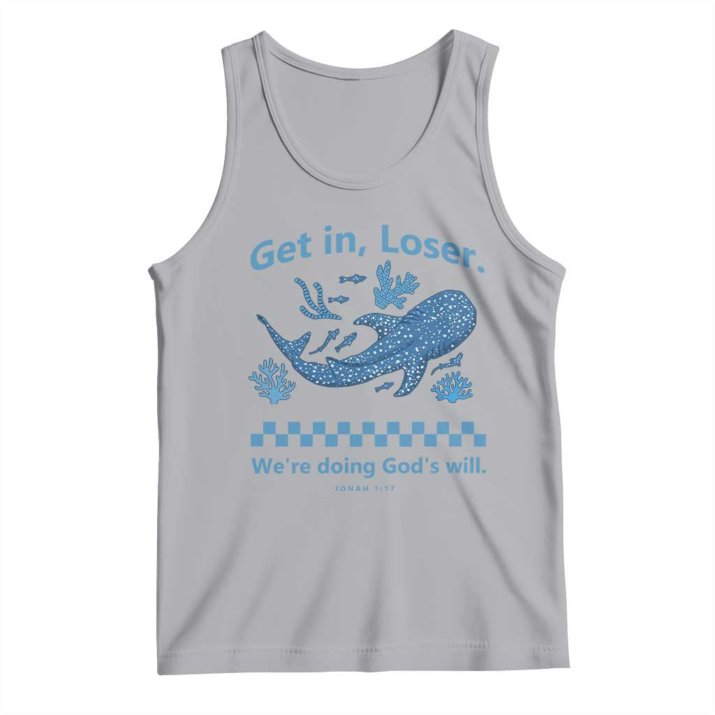 Funny Whale Shark Christian Bible Jonah 1:17 Tank Top Get In Loser We're Doing God's Will TS02 Athletic Heather Print Your Wear