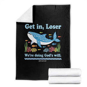 Colorful Whale Shark Christian Bible Jonah 1:17 Throw Blanket Funny Get In Loser We're Doing God's Will TS02 Black Print Your Wear