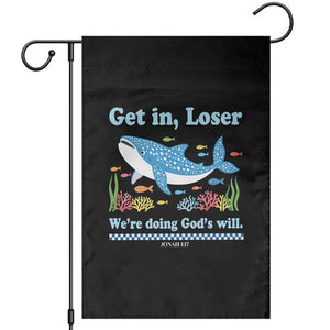 Colorful Whale Shark Christian Bible Jonah 1:17 Garden Flag Funny Get In Loser We're Doing God's Will TS02 Black Print Your Wear