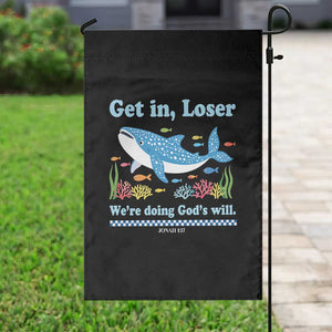 Colorful Whale Shark Christian Bible Jonah 1:17 Garden Flag Funny Get In Loser We're Doing God's Will TS02 Print Your Wear