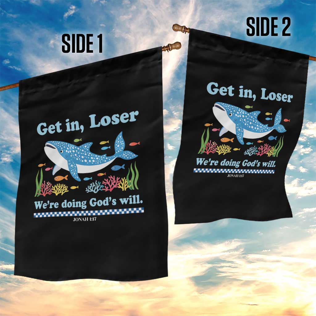 Colorful Whale Shark Christian Bible Jonah 1:17 Garden Flag Funny Get In Loser We're Doing God's Will TS02 Print Your Wear