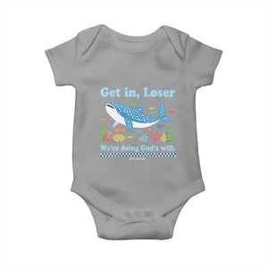 Colorful Whale Shark Christian Bible Jonah 1:17 Baby Onesie Funny Get In Loser We're Doing God's Will TS02 Sport Gray Print Your Wear