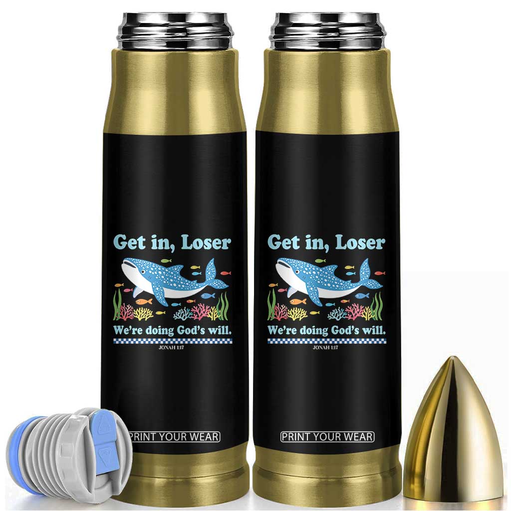 Colorful Whale Shark Christian Bible Jonah 1:17 Bullet Tumbler Funny Get In Loser We're Doing God's Will TS02 Black Print Your Wear