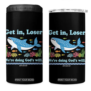 Colorful Whale Shark Christian Bible Jonah 1:17 4 in 1 Can Cooler Tumbler Funny Get In Loser We're Doing God's Will TS02 One Size: 16 oz Black Print Your Wear