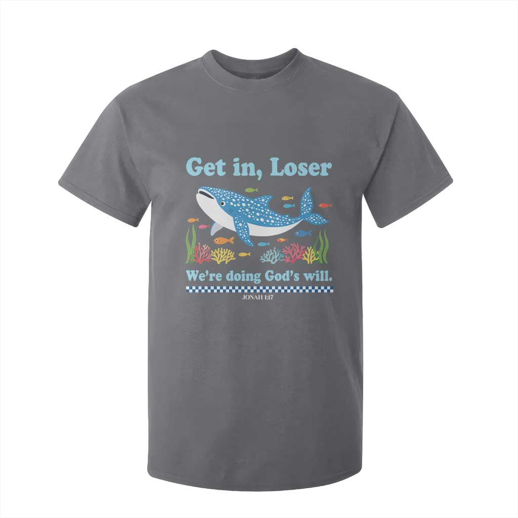 Colorful Whale Shark Christian Bible Jonah 1:17 T Shirt For Kid Funny Get In Loser We're Doing God's Will TS02 Charcoal Print Your Wear