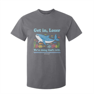 Colorful Whale Shark Christian Bible Jonah 1:17 T Shirt For Kid Funny Get In Loser We're Doing God's Will TS02 Charcoal Print Your Wear
