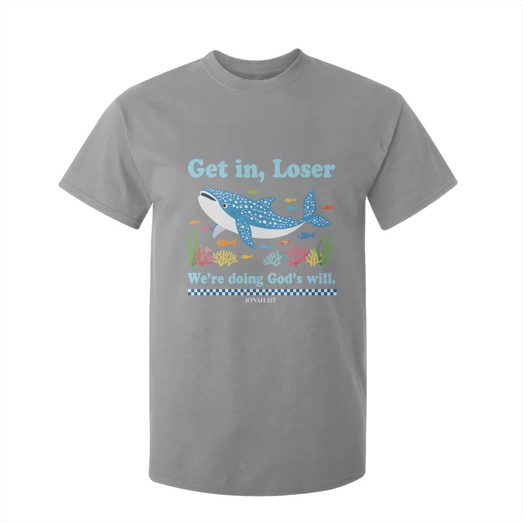 Colorful Whale Shark Christian Bible Jonah 1:17 T Shirt For Kid Funny Get In Loser We're Doing God's Will TS02 Sport Gray Print Your Wear