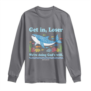 Colorful Whale Shark Christian Bible Jonah 1:17 Long Sleeve Shirt Funny Get In Loser We're Doing God's Will TS02 Charcoal Print Your Wear