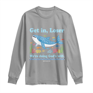 Colorful Whale Shark Christian Bible Jonah 1:17 Long Sleeve Shirt Funny Get In Loser We're Doing God's Will TS02 Sport Gray Print Your Wear
