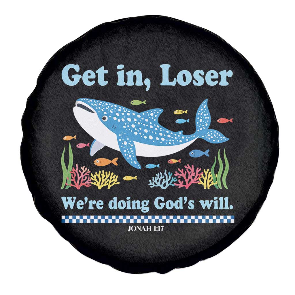 Colorful Whale Shark Christian Bible Jonah 1:17 Spare Tire Cover Funny Get In Loser We're Doing God's Will TS02 Print Your Wear
