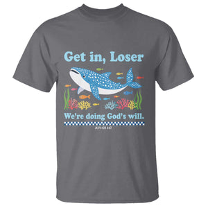 Colorful Whale Shark Christian Bible Jonah 1:17 T Shirt Funny Get In Loser We're Doing God's Will TS02 Charcoal Print Your Wear