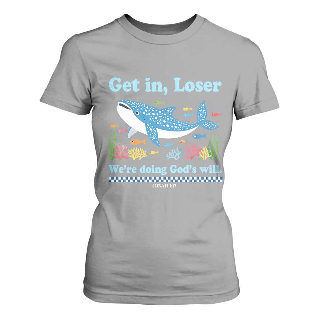 Colorful Whale Shark Christian Bible Jonah 1:17 T Shirt For Women Funny Get In Loser We're Doing God's Will TS02 Sport Gray Print Your Wear