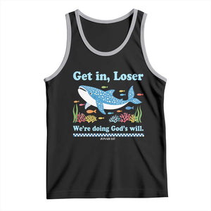 Colorful Whale Shark Christian Bible Jonah 1:17 Tank Top Funny Get In Loser We're Doing God's Will TS02 Black Athletic Heather Print Your Wear