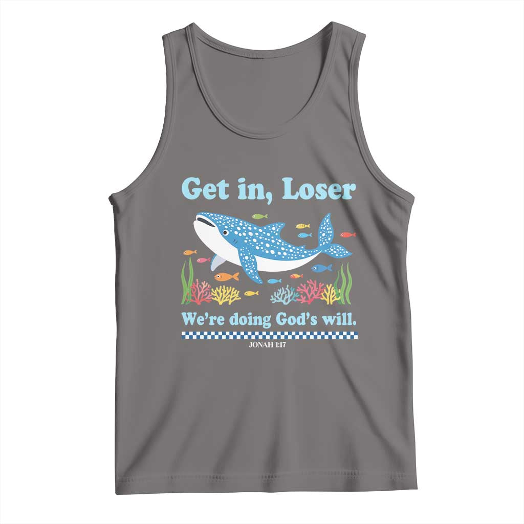 Colorful Whale Shark Christian Bible Jonah 1:17 Tank Top Funny Get In Loser We're Doing God's Will TS02 Deep Heather Print Your Wear
