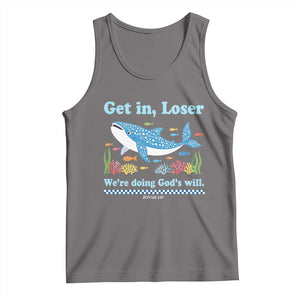Colorful Whale Shark Christian Bible Jonah 1:17 Tank Top Funny Get In Loser We're Doing God's Will TS02 Deep Heather Print Your Wear