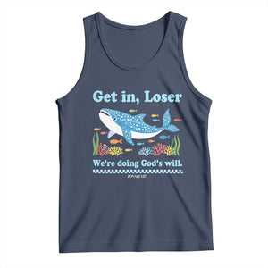 Colorful Whale Shark Christian Bible Jonah 1:17 Tank Top Funny Get In Loser We're Doing God's Will TS02 Navy Print Your Wear