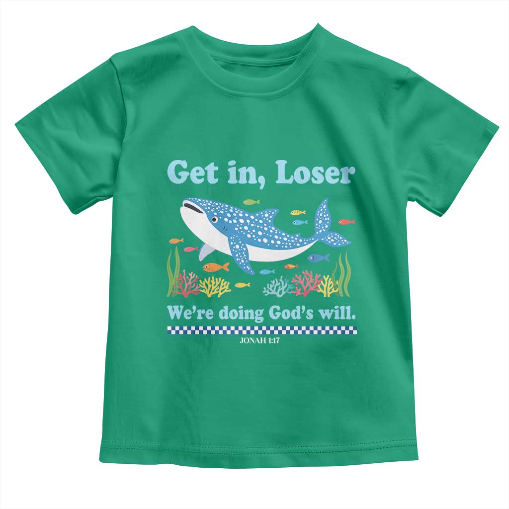 Colorful Whale Shark Christian Bible Jonah 1:17 Toddler T Shirt Funny Get In Loser We're Doing God's Will TS02 Irish Green Print Your Wear