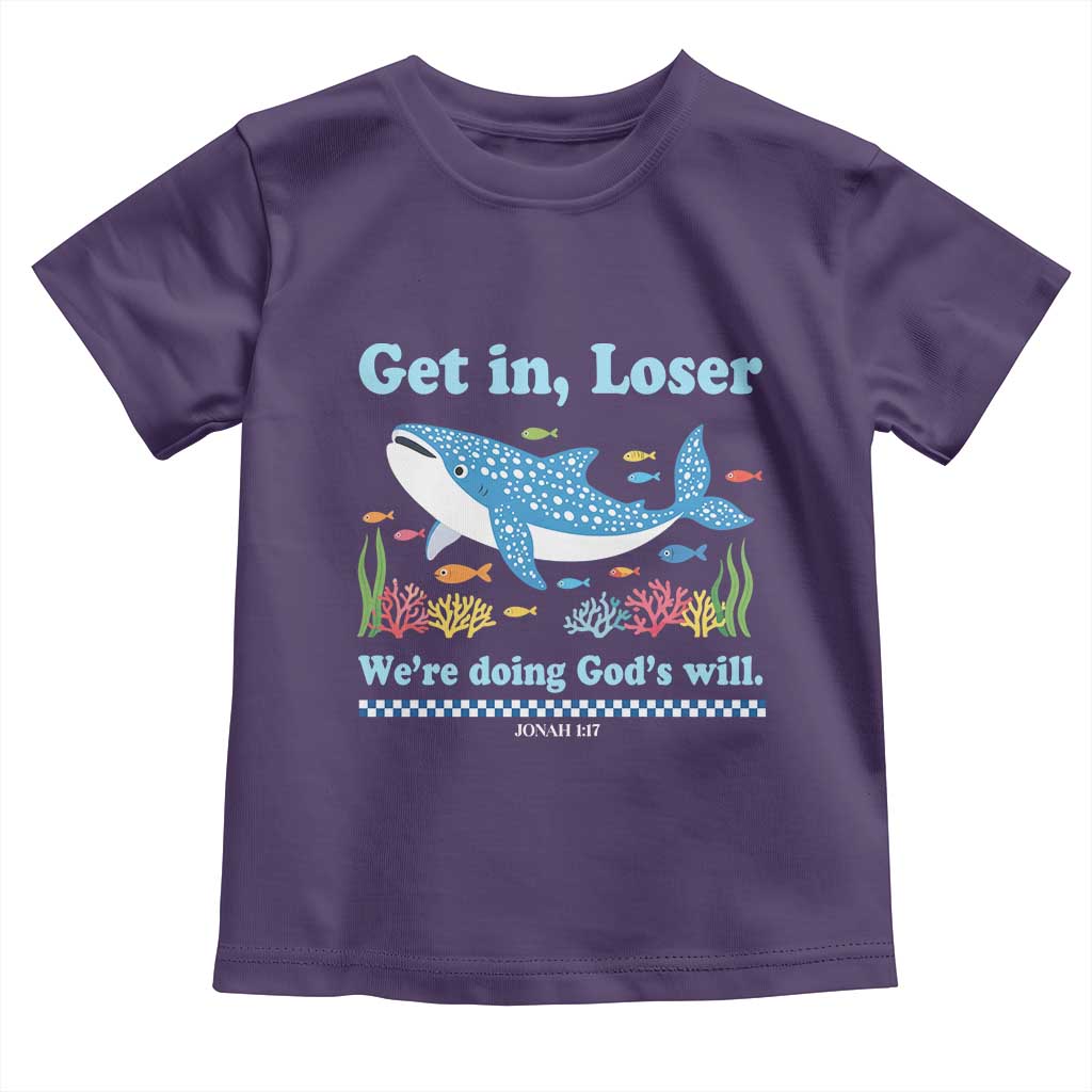 Colorful Whale Shark Christian Bible Jonah 1:17 Toddler T Shirt Funny Get In Loser We're Doing God's Will TS02 Purple Print Your Wear