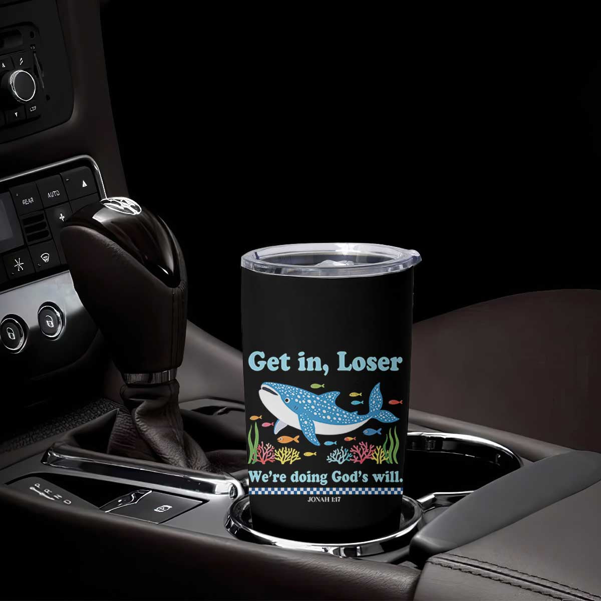 Colorful Whale Shark Christian Bible Jonah 1:17 Tumbler Cup Funny Get In Loser We're Doing God's Will TS02 Print Your Wear