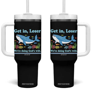 Colorful Whale Shark Christian Bible Jonah 1:17 Tumbler With Handle Funny Get In Loser We're Doing God's Will TS02 One Size: 40 oz Black Print Your Wear