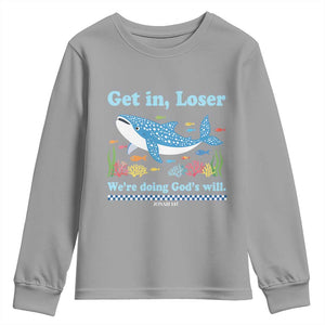 Colorful Whale Shark Christian Bible Jonah 1:17 Youth Sweatshirt Funny Get In Loser We're Doing God's Will TS02 Sport Gray Print Your Wear