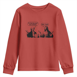 Funny George Washington and Jesus Conversation Youth Sweatshirt Dude I Know Founding Values and Faith Political Commentary TS02 Red Print Your Wear
