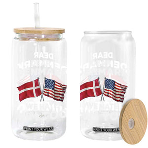 Dear Denmark We Hate Him Too Glass Can Funny Political Satire with US and Danish Flags TS02 Print Your Wear
