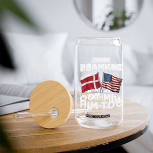 Dear Denmark We Hate Him Too Glass Can Funny Political Satire with US and Danish Flags TS02 Print Your Wear