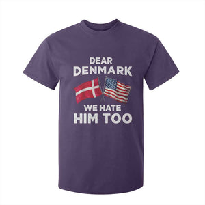 Dear Denmark We Hate Him Too T Shirt For Kid Funny Political Satire with US and Danish Flags TS02 Purple Print Your Wear