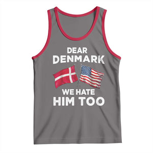 Dear Denmark We Hate Him Too Tank Top Funny Political Satire with US and Danish Flags TS02 Deep Heather Red Print Your Wear