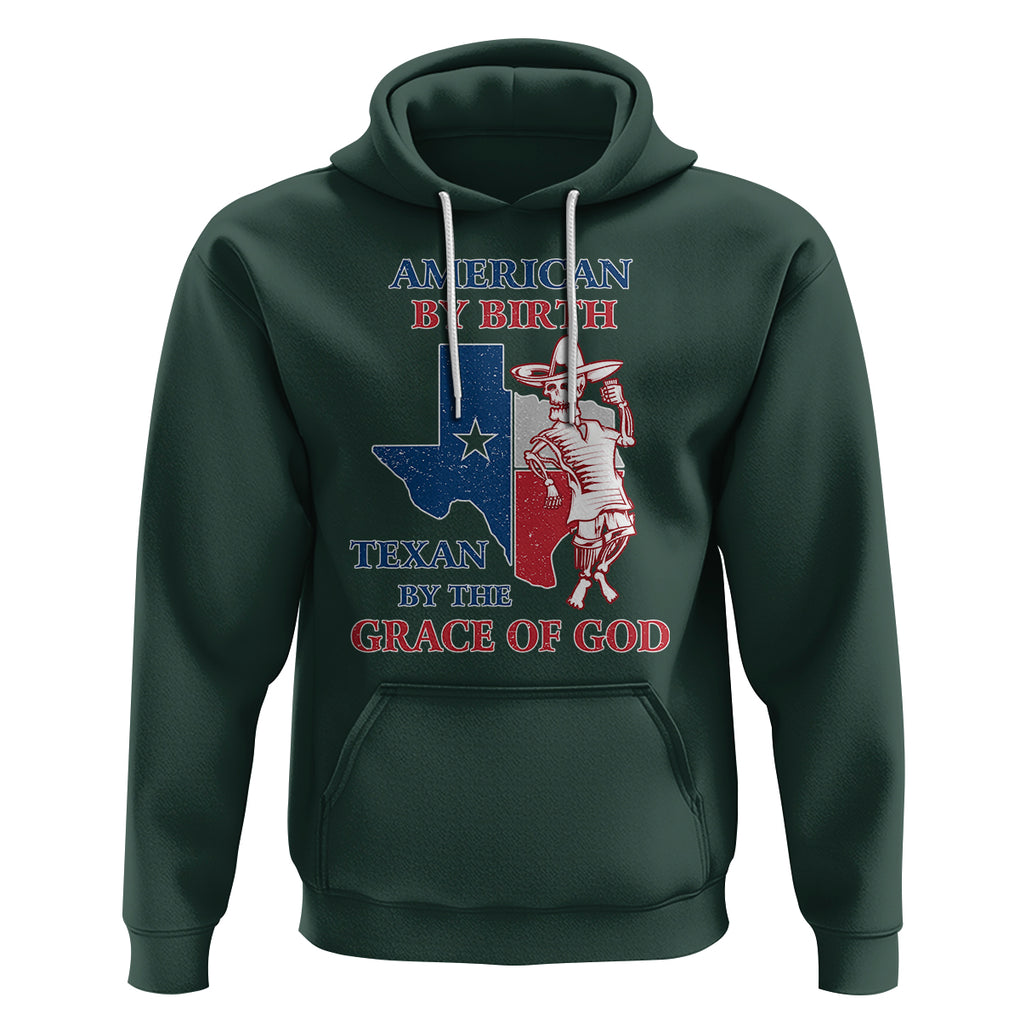 Texas Skeleton Hoodie American By Birth Texan By The Grace Of God Texas Flag TS02 Dark Forest Green Printyourwear