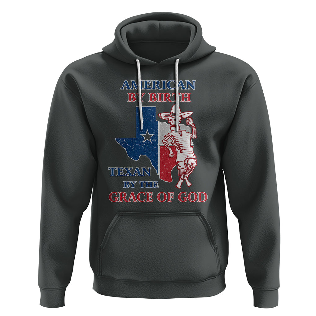 Texas Skeleton Hoodie American By Birth Texan By The Grace Of God Texas Flag TS02 Dark Heather Printyourwear