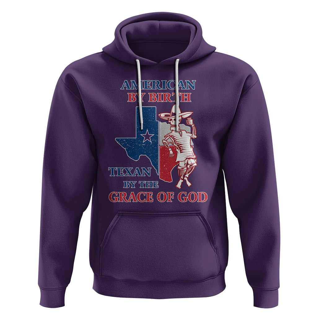 Texas Skeleton Hoodie American By Birth Texan By The Grace Of God Texas Flag TS02 Purple Printyourwear